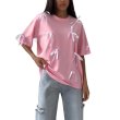 画像1: Women's Round neck Ribbon point short sleeve T-shirt　ラウンドネックリボン付き半袖Tシャツ (1)