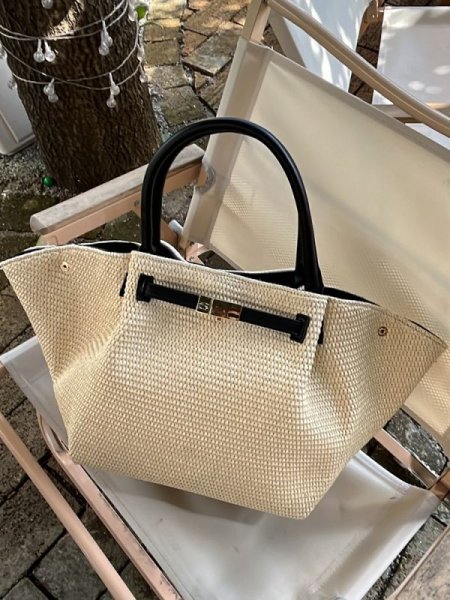 画像9: Raffia straw handheld belt tote bag　ラフィアストローかご籠ベルトトートショルダーバッグ (9)