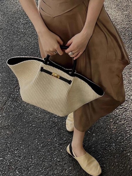 画像7: Raffia straw handheld belt tote bag　ラフィアストローかご籠ベルトトートショルダーバッグ (7)
