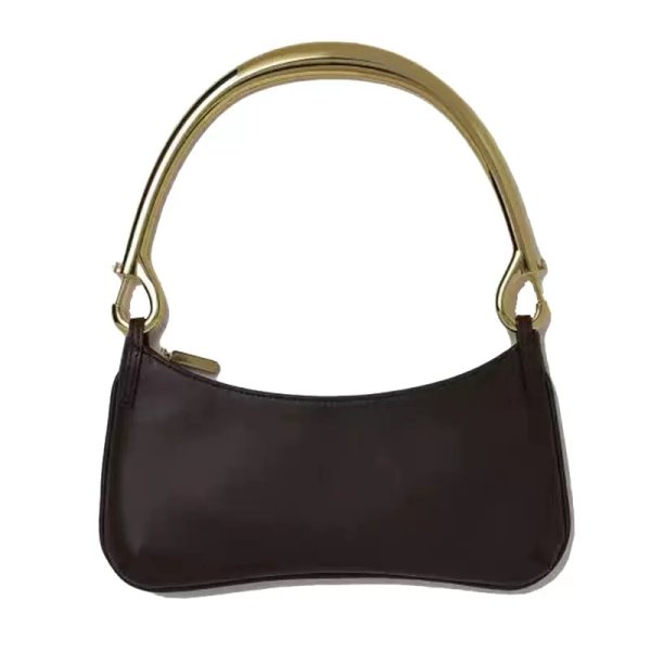 画像2: Metal handle leather underarm tote shoulder bag　メタルハンドルレザークロワッサントートバッグ (2)