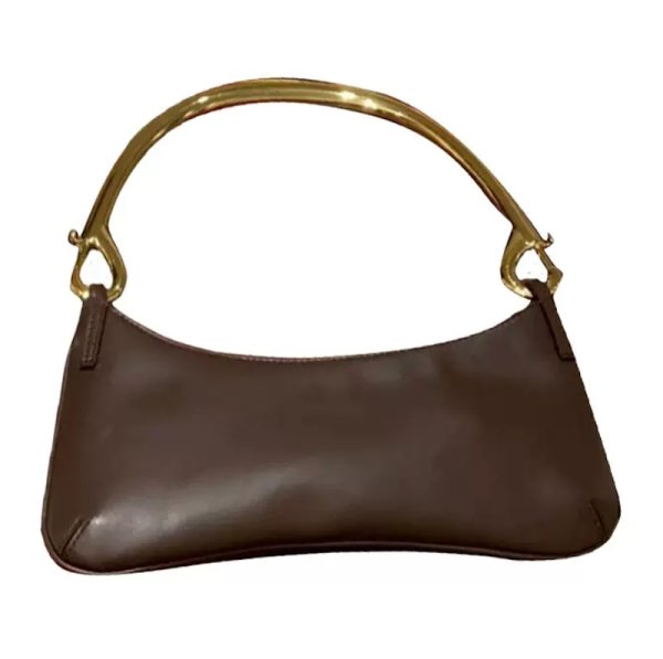 画像1: Metal handle leather underarm tote shoulder bag　メタルハンドルレザークロワッサントートバッグ (1)
