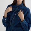 画像3: Women's Blue denim dungaree bowtie shirt blouse　ブルーデニムダンガリーボウタイシャツブラウス (3)