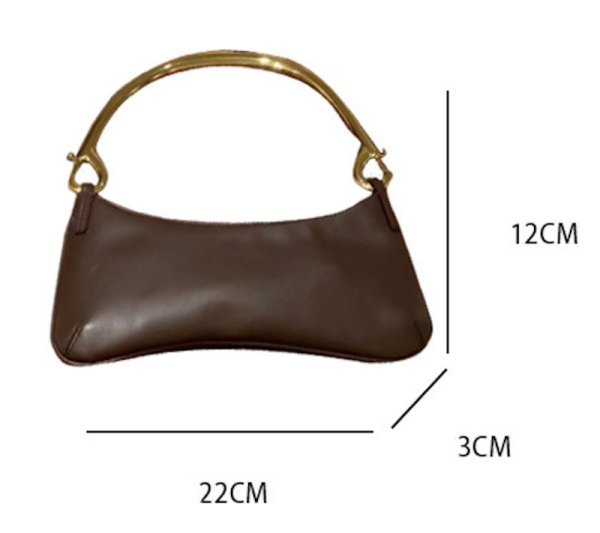 画像4: Metal handle leather underarm tote shoulder bag　メタルハンドルレザークロワッサントートバッグ (4)