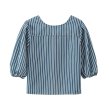 画像2: Women's French Striped lace-up ribbon loose blouse　フレンチストライプボーダーレースアップリボン結びシャツブラウス (2)