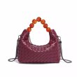 画像7: Leather braided one-handle beaded handle tote shoulder underarm bag　レザー編み込みワンハンドルビーズハンドルトートショルダーアンダーアームバッグかばん (7)