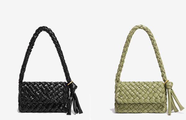 画像3: Braided cowhide shoulder tote underarm bag　編み込み本革レザーショルダートートアンダーアームバッグ　かばん (3)