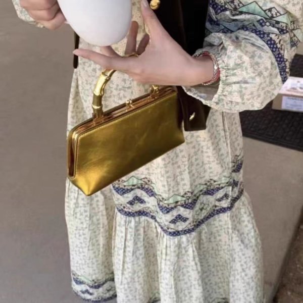 画像4: Bamboo handle square tote shoulder bag　バンブーハンドルレザースクエアトートショルダーバッグ (4)