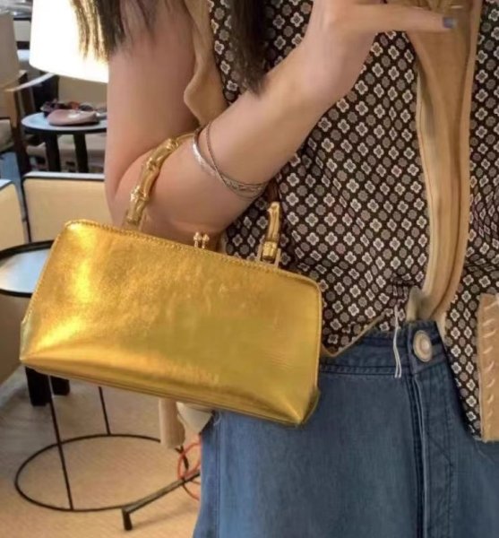 画像5: Bamboo handle square tote shoulder bag　バンブーハンドルレザースクエアトートショルダーバッグ (5)