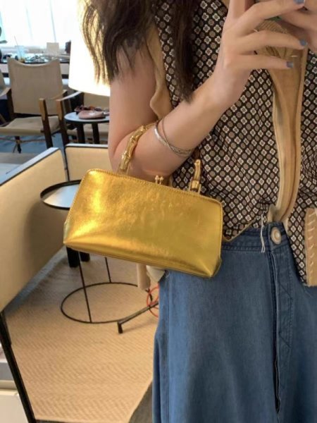 画像8: Bamboo handle square tote shoulder bag　バンブーハンドルレザースクエアトートショルダーバッグ (8)