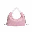 画像1: Leather braided one-handle beaded handle tote shoulder underarm bag　レザー編み込みワンハンドルビーズハンドルトートショルダーアンダーアームバッグかばん (1)