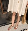 画像5: Women's Double T Leather & Canvas Flat Sandals Slippers　 フラットレザー&キャンバスダブルT サンダル スリッパ  (5)