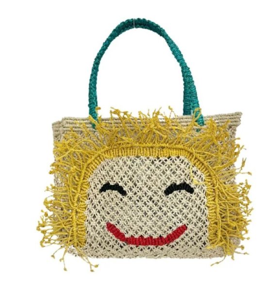 画像7: Smile Handwoven Straw Basket Bag　スマイル編み込みフリンジ籠かごカゴトートショルダーアンダーアームバッグかばん (7)