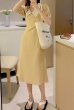 画像2: Women's French puff sleeve waist slim babydoll collar dress one-piece  　パフスリーブホワイト襟フレンチワンピースドレス (2)