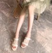 画像4: Women's Double T Leather & Canvas Flat Sandals Slippers　 フラットレザー&キャンバスダブルT サンダル スリッパ  (4)