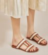 画像9: Women's Double T Leather & Canvas Flat Sandals Slippers　 フラットレザー&キャンバスダブルT サンダル スリッパ  (9)