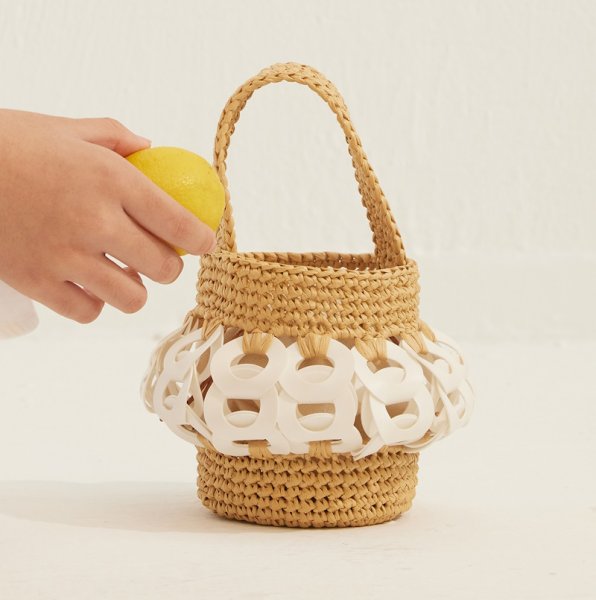 画像5: Circle Stitch Single Shoulder Crossbody Bucket Basket Tote Shoulder Bag　サークルステッチシングルショルダークロスボディバケットかご籠トートショルダーバッグ (5)