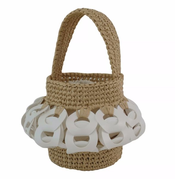 画像1: Circle Stitch Single Shoulder Crossbody Bucket Basket Tote Shoulder Bag　サークルステッチシングルショルダークロスボディバケットかご籠トートショルダーバッグ (1)