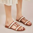画像3: Women's Double T Leather & Canvas Flat Sandals Slippers　 フラットレザー&キャンバスダブルT サンダル スリッパ  (3)