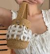 画像4: Circle Stitch Single Shoulder Crossbody Bucket Basket Tote Shoulder Bag　サークルステッチシングルショルダークロスボディバケットかご籠トートショルダーバッグ (4)