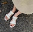 画像8: Women's Double T Leather & Canvas Flat Sandals Slippers　 フラットレザー&キャンバスダブルT サンダル スリッパ  (8)