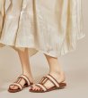 画像10: Women's Double T Leather & Canvas Flat Sandals Slippers　 フラットレザー&キャンバスダブルT サンダル スリッパ  (10)