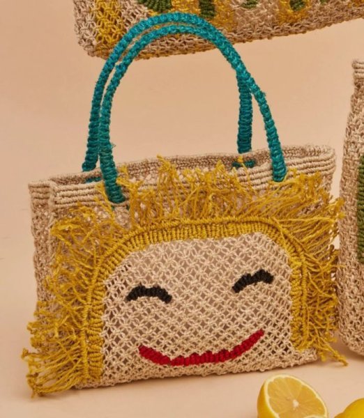 画像8: Smile Handwoven Straw Basket Bag　スマイル編み込みフリンジ籠かごカゴトートショルダーアンダーアームバッグかばん (8)