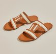 画像12: Women's Double T Leather & Canvas Flat Sandals Slippers　 フラットレザー&キャンバスダブルT サンダル スリッパ  (12)