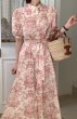 画像4: Women's Lapel Inkprint Pafslieb Knee-length dress　パフスリーブ ひざ下丈インクプリントシャツカラーワンピースドレス (4)