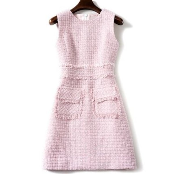 画像3: Women's Slim Fit Tweed A-Line One-Piece Dress   　スリムAラインツイードフレンチワンピースドレス (3)