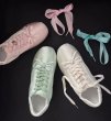 画像4: Flat sneakers with satin ribbons Ballerina shoes lace-up 　男女兼用ユニセックスサテンリボン付きフラットスニーカー バレリーナシューズレースアップスニーカー (4)