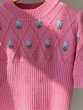 画像4: Women's Flower embroidered short pullover sweater　フラワー刺繍ショート丈プルオーバーセーター (4)