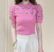 画像2: Women's Flower embroidered short pullover sweater　フラワー刺繍ショート丈プルオーバーセーター (2)