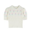 画像1: Women's Flower embroidered short pullover sweater　フラワー刺繍ショート丈プルオーバーセーター (1)