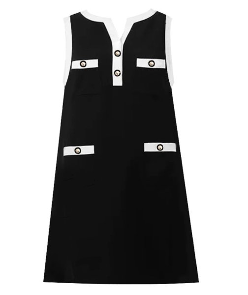 画像1: Women's  Sleeveless bicolor A-line vest sleeveless dress 　ノースリーブAラインバイカラーフレンチワンピースドレス (1)