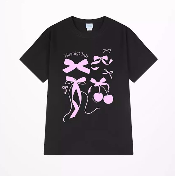 画像6: Ribbon and cherry print short sleeve T-shirt　ラウンドネックリボン＆チェリープリント半袖Tシャツ (6)