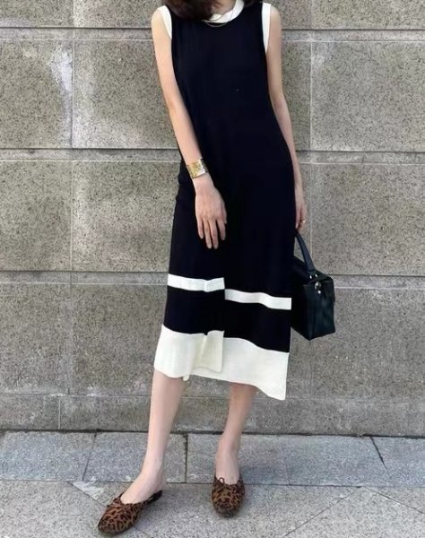 画像3: Women's Below-the-knee sleeveless dress　ノースリーブ膝下丈フレンチワンピースドレス (3)