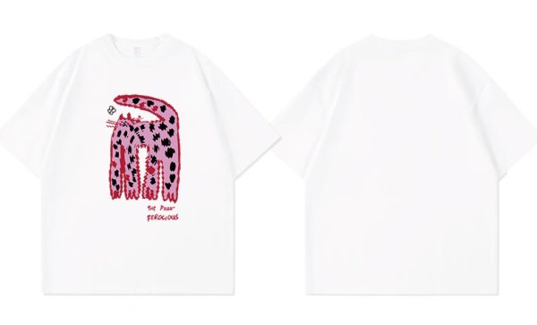 画像4: American Cat Print Oversized High Street Loose Short Sleeve T-Shirt　ラウンドネックアメリカンキャットプリントオーバーサイズ半袖Tシャツ (4)