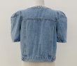 画像5: Women's Puff gathered sleeve pearl denim jacket outer 　パフギャザースリーブパール付き デニムジャケットジャケットアウター (5)