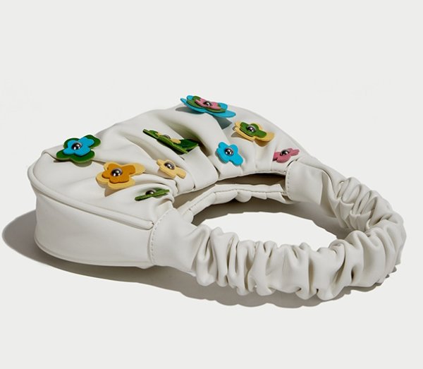 画像5: Flower Emblem Leather Underarm Tote Shoulder Bag　レザーワンハンドルフラワーエンブレムトートショルダーアンダーアームバッグかばん (5)