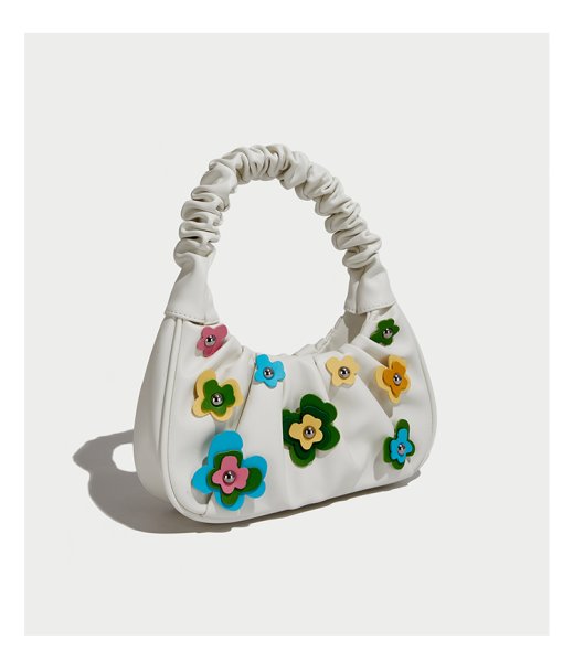 画像4: Flower Emblem Leather Underarm Tote Shoulder Bag　レザーワンハンドルフラワーエンブレムトートショルダーアンダーアームバッグかばん (4)