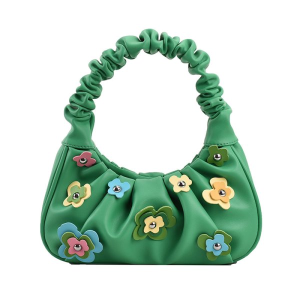 画像3: Flower Emblem Leather Underarm Tote Shoulder Bag　レザーワンハンドルフラワーエンブレムトートショルダーアンダーアームバッグかばん (3)