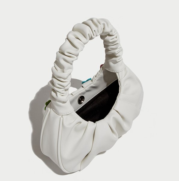 画像8: Flower Emblem Leather Underarm Tote Shoulder Bag　レザーワンハンドルフラワーエンブレムトートショルダーアンダーアームバッグかばん (8)