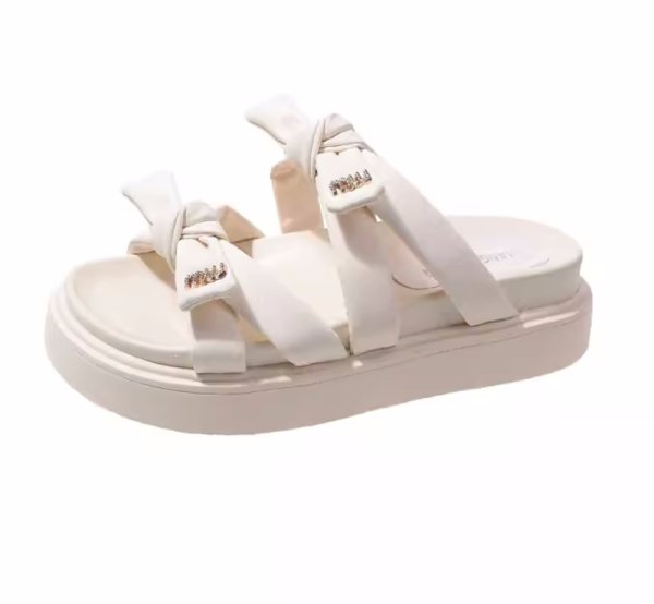 画像3: Women's Rhinestone ribbon platform sandals Slippers　 ラインストーン付きリボンプラットフォーム厚底サンダル スリッパ  (3)