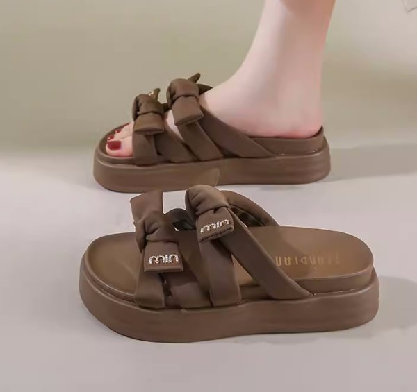 画像5: Women's Rhinestone ribbon platform sandals Slippers　 ラインストーン付きリボンプラットフォーム厚底サンダル スリッパ  (5)