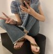 画像5: Women's  Thong leather sandals with metal detailing Slippers　 メタル付きトングレザーフラットサンダル スリッパ  (5)