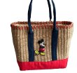 画像1: Mickey Mouse Point Straw  Basket Tote Shoulder Bag　ミッキーマウスミッキーポイントバケットかご籠トートショルダーバッグ (1)