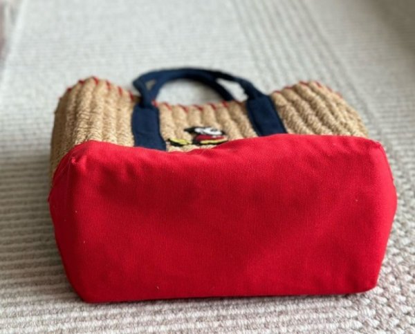 画像4: Mickey Mouse Point Straw  Basket Tote Shoulder Bag　ミッキーマウスミッキーポイントバケットかご籠トートショルダーバッグ (4)