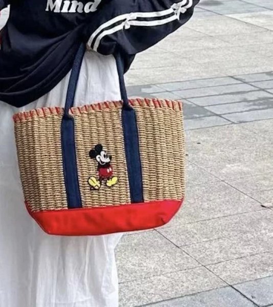画像7: Mickey Mouse Point Straw  Basket Tote Shoulder Bag　ミッキーマウスミッキーポイントバケットかご籠トートショルダーバッグ (7)