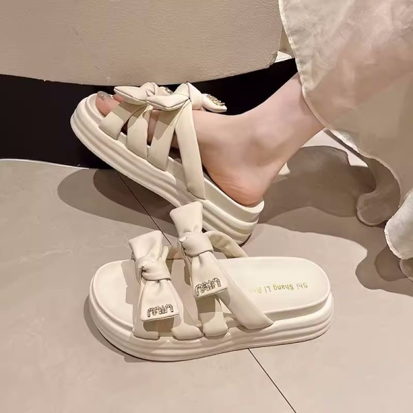 画像7: Women's Rhinestone ribbon platform sandals Slippers　 ラインストーン付きリボンプラットフォーム厚底サンダル スリッパ  (7)