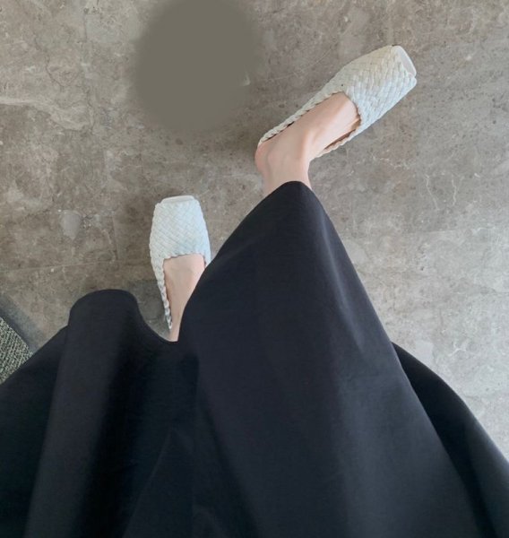 画像7: Women's genuine leather  Mesh woven square toe half sandals slippers  本革レザーメッシュ編み込みスクエアトゥハーフサンダル スリッパ (7)